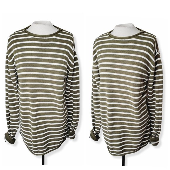 NORDSTROM HEDGE Striped Oversized Cotton Sweater - Picture 1 of 9
